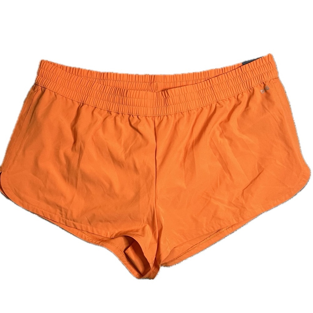 NWT - DSG women's Mid Rise Stride Running shorts built in Briefs XXL Orange
